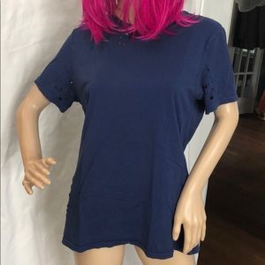 Nasty Gal After Party distressed blue T-shirt medium